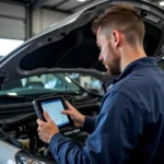 Professional Diagnostic Scan in a Garage