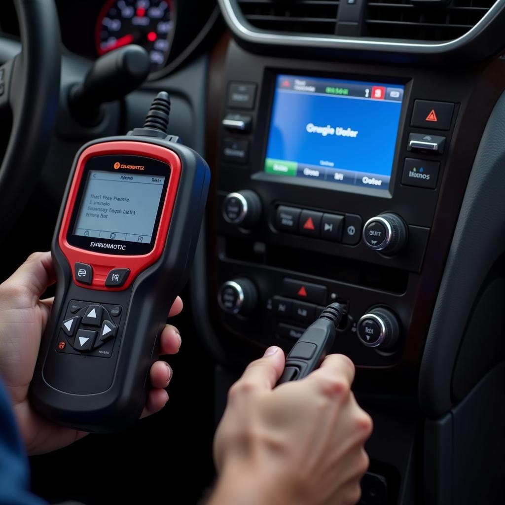 Mechanic Using Diagnostic Scanner on a Car's Engine