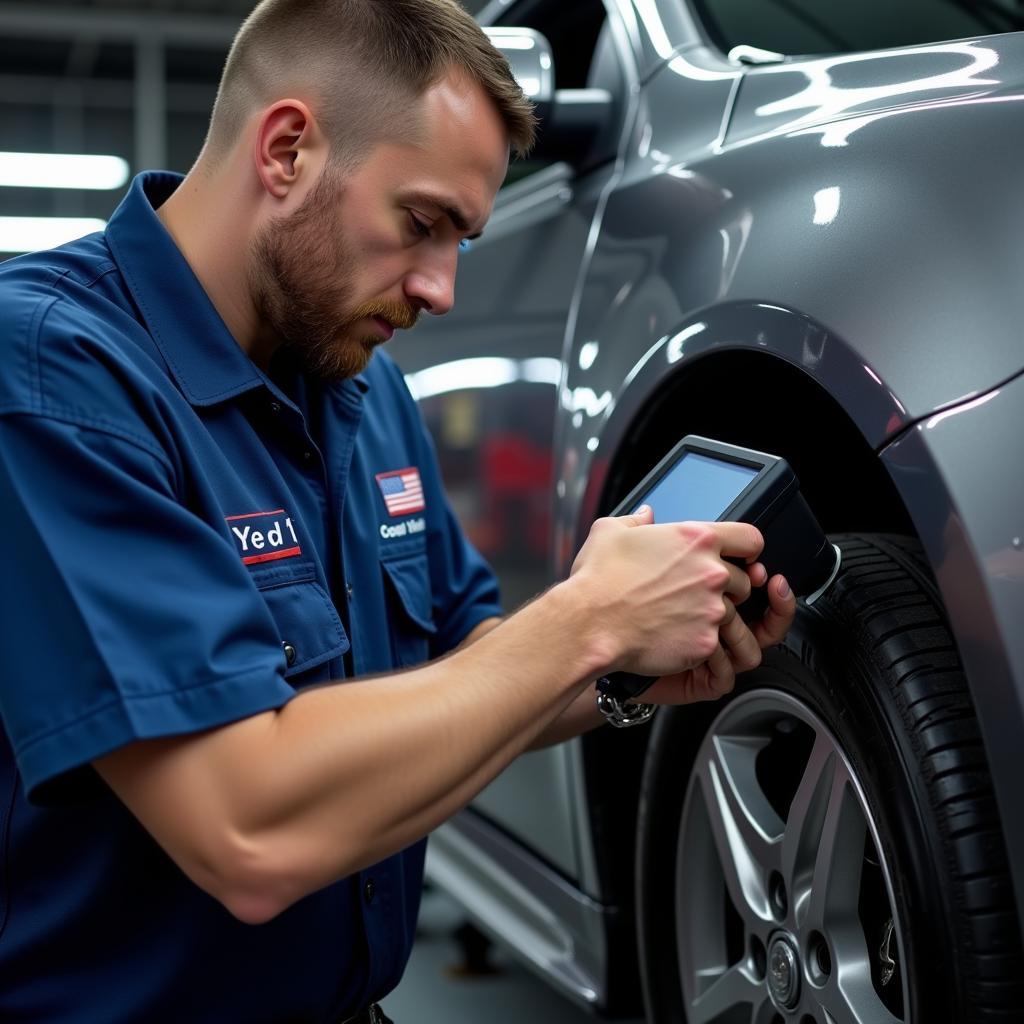 Mechanic Using Diagnostic Scanner