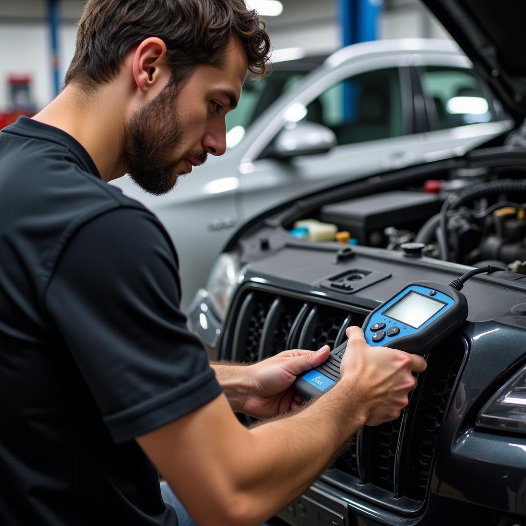 Mechanic Performing Car Diagnostics