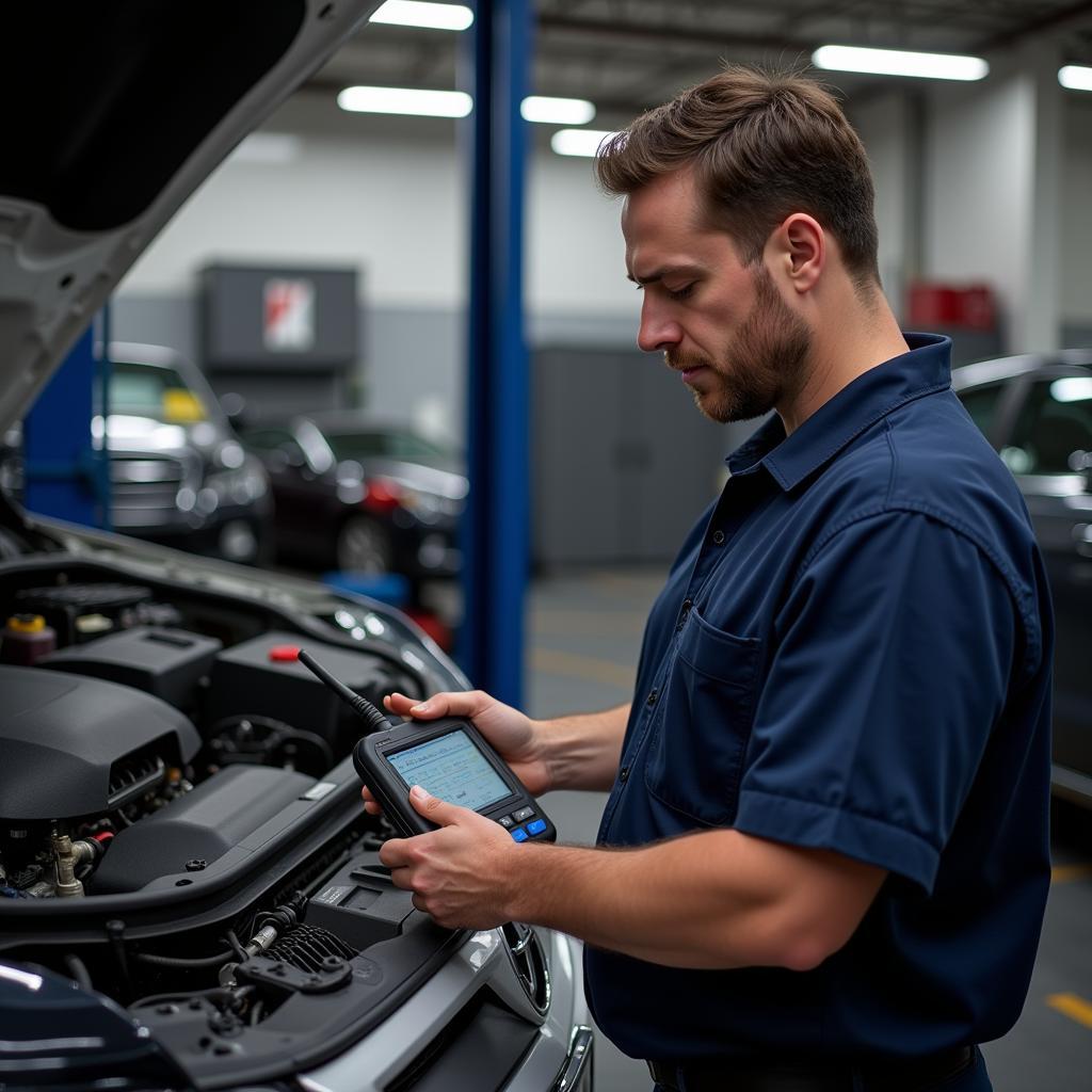 Mechanic Performing Car Diagnostics