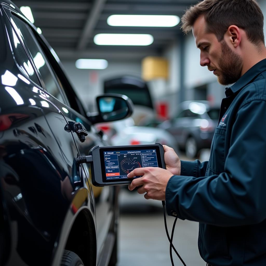 Mechanic Using Diagnostic Scanner