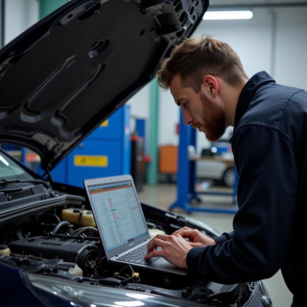 Mechanic Using Diagnostic Software