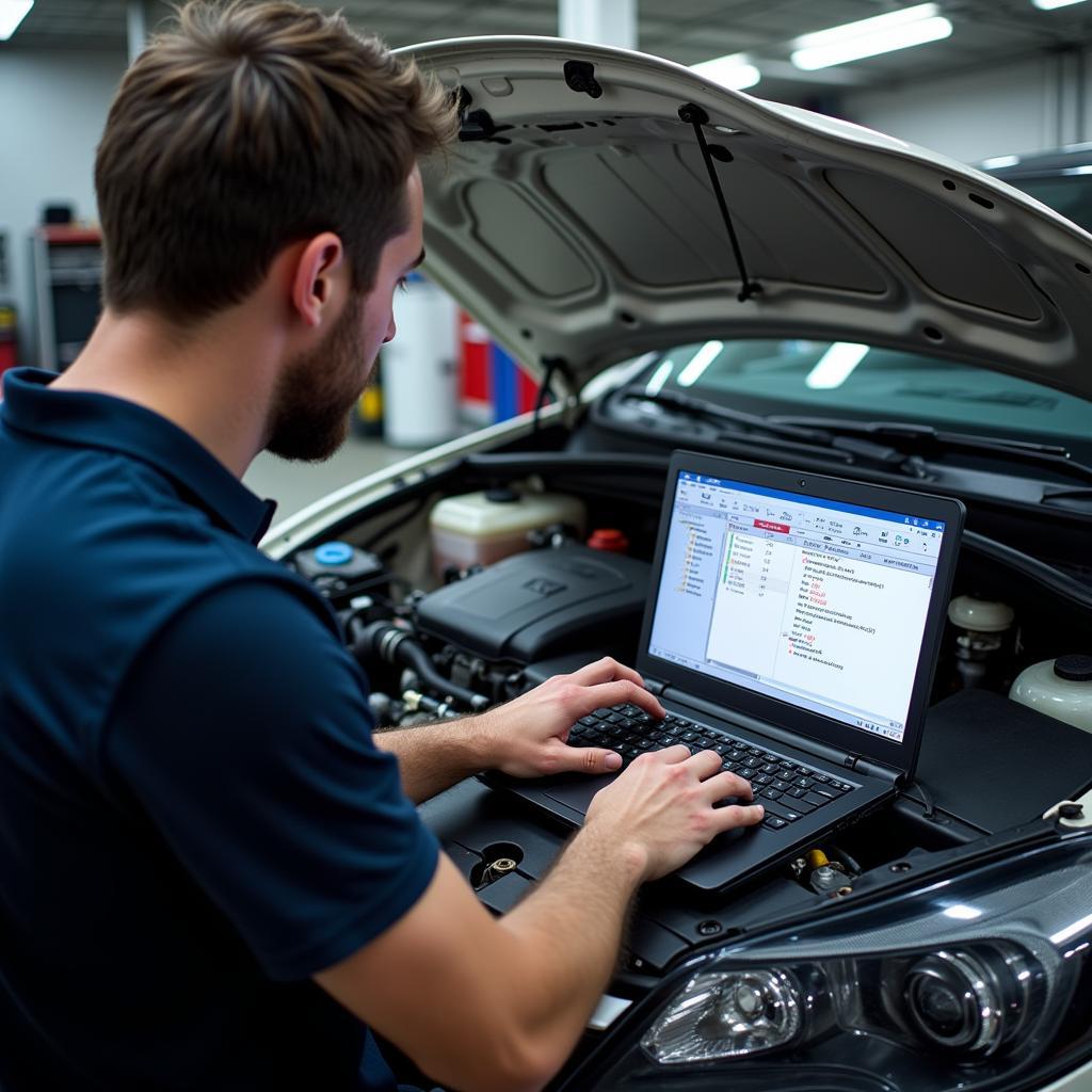 Mechanic Using Diagnostic Software