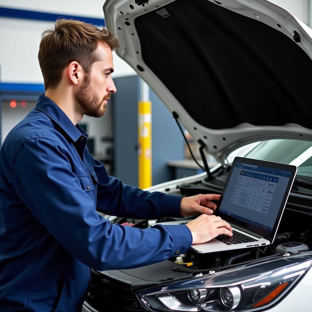 Mechanic Using Diagnostic Software