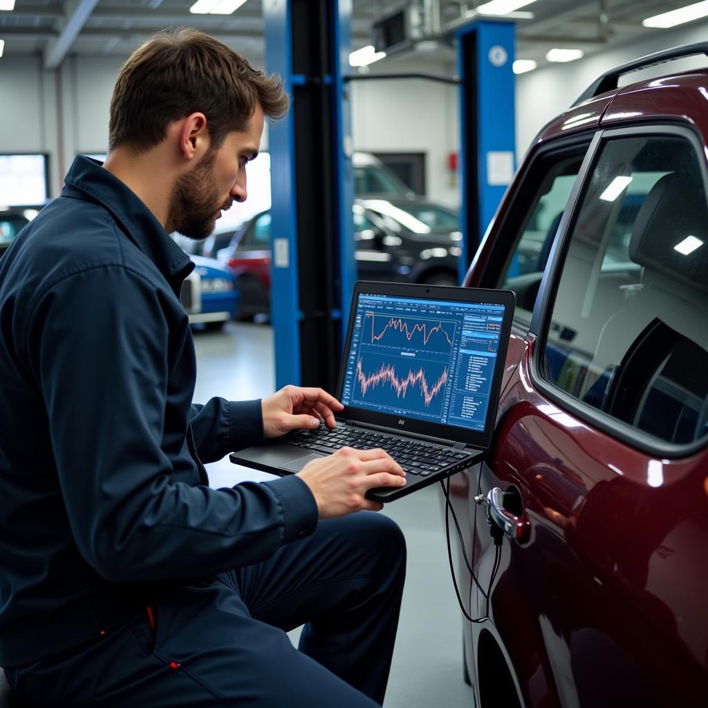 Mechanic Using Advanced Diagnostic Software