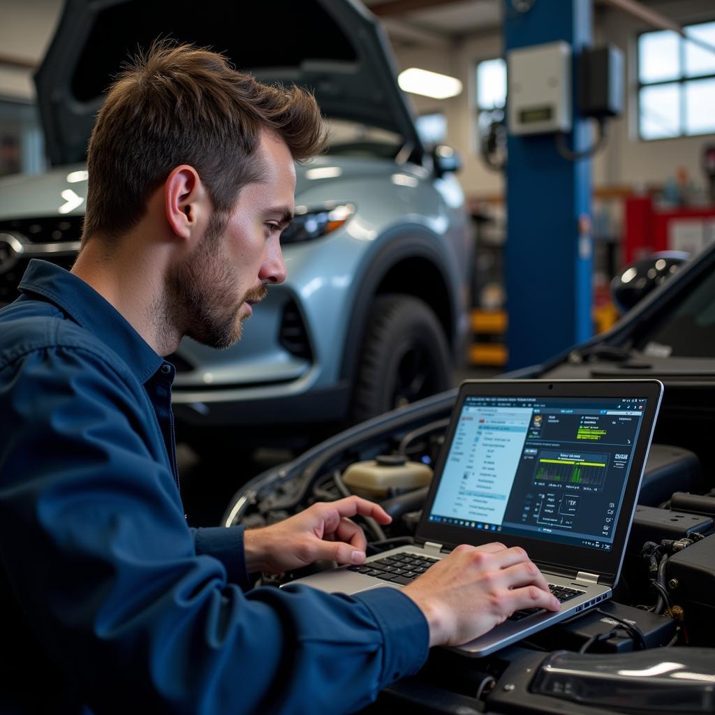 Mechanic Using Diagnostic Software