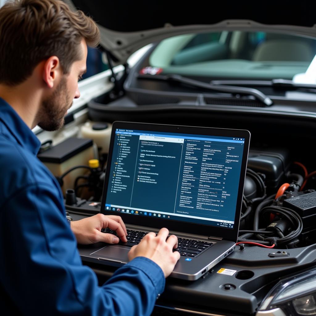 Mechanic Using Diagnostic Software