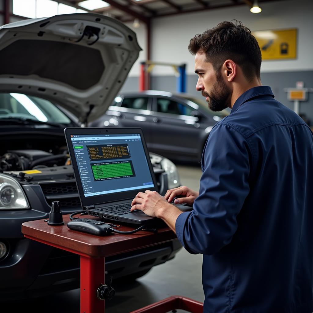 Mechanic Using Diagnostic Software