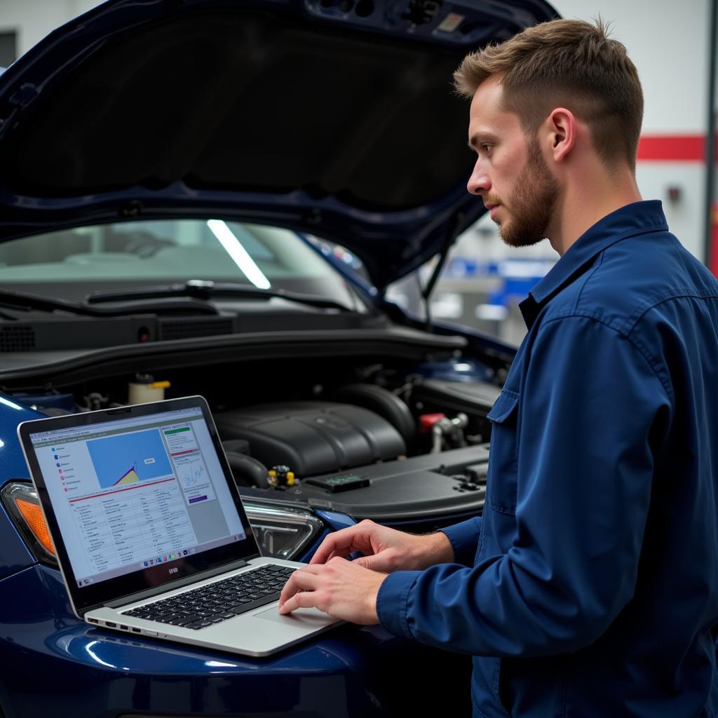 Mechanic Utilizing Diagnostic Software