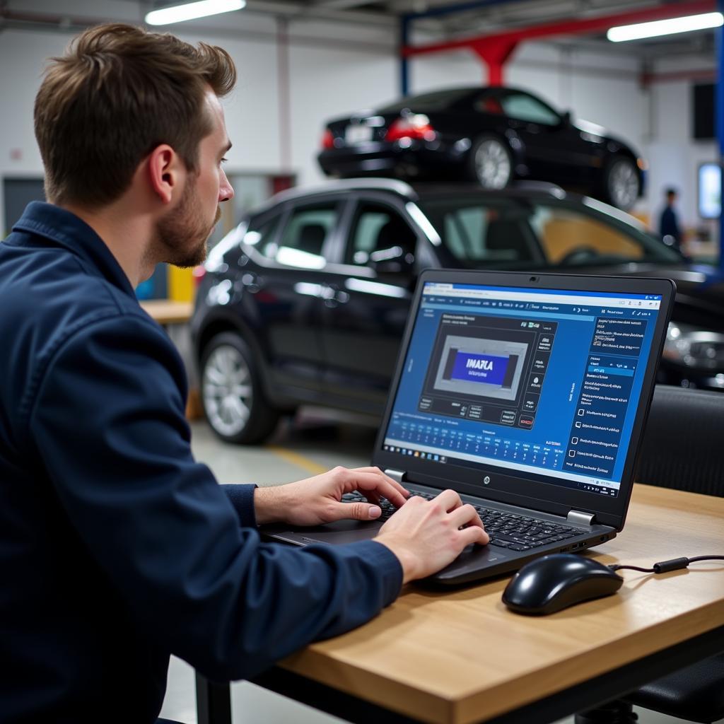 Mechanic Using Diagnostic Software