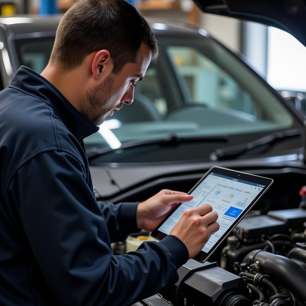 Mechanic Using Diagnostic Software