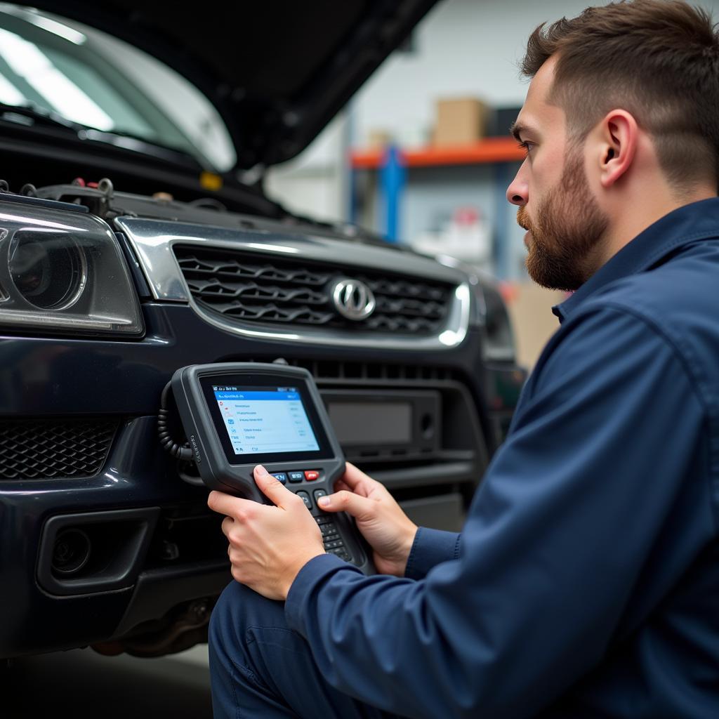 Mechanic Using Diagnostic Tool