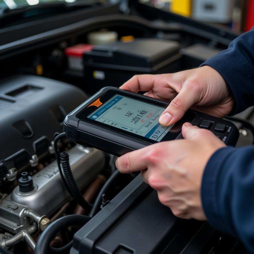 Mechanic Using Diagnostic Tool