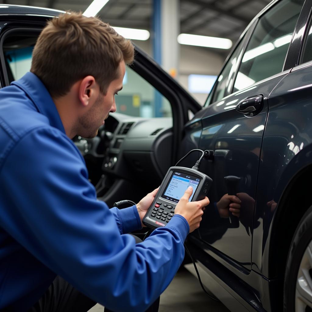 Mechanic Using Diagnostic Tool