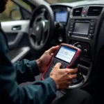 Mechanic Using Car Diagnostic Tool