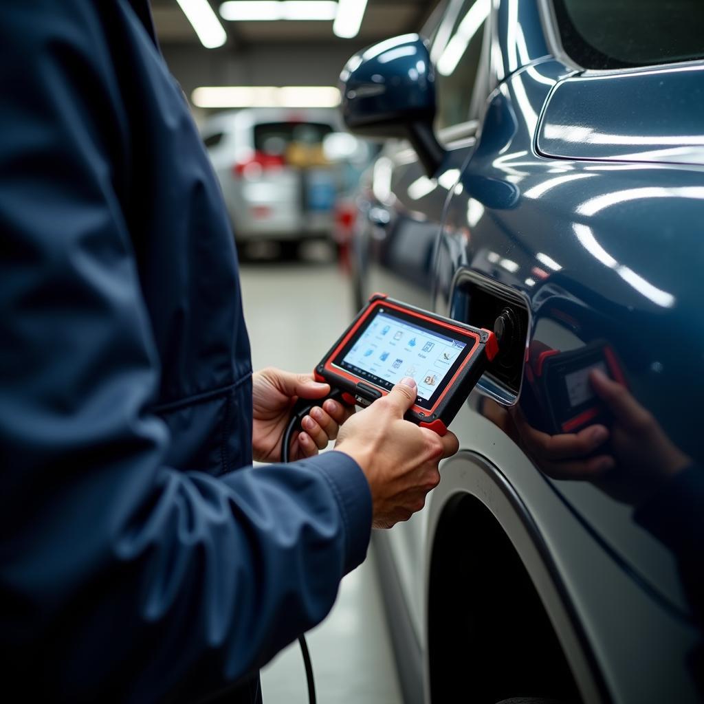 Mechanic Using Diagnostic Tool in Gauteng Workshop