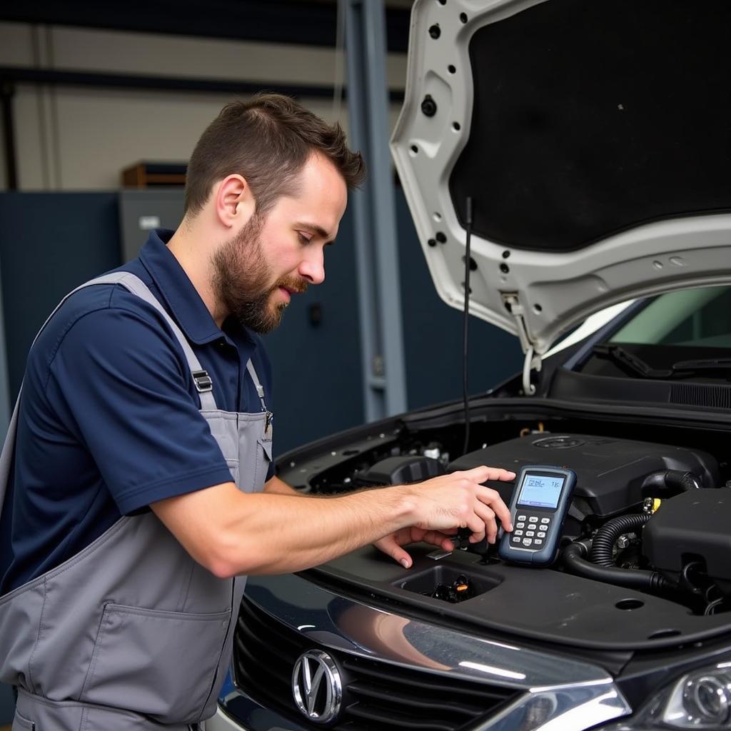 Mechanic Using Diagnostic Tool