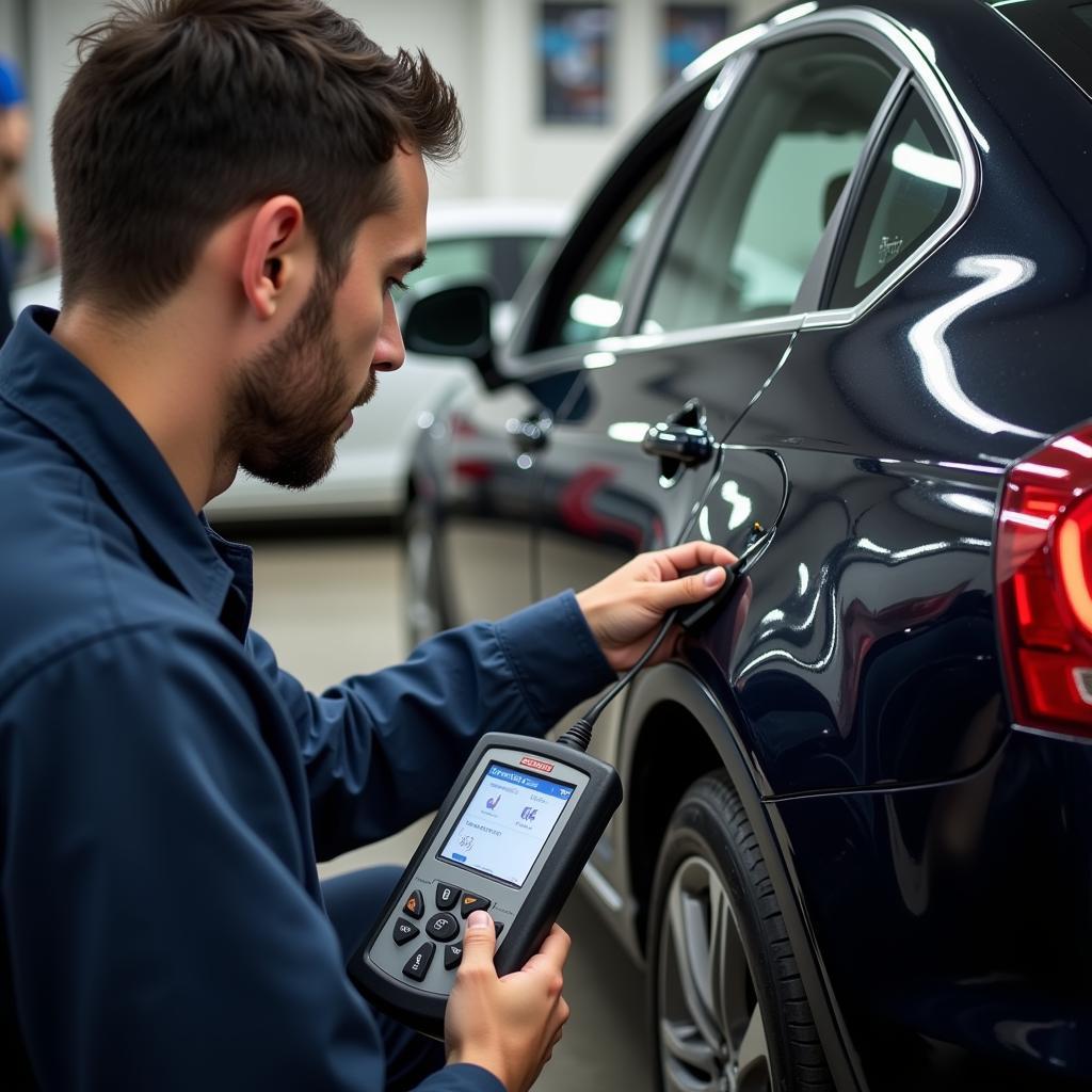 Mechanic Using Diagnostic Tool