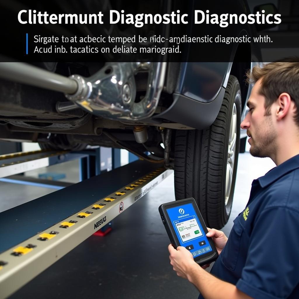 A mechanic uses a professional-grade diagnostic tool to analyze the engine of a car lifted on a hydraulic ramp, highlighting the importance of accurate diagnostics for vehicle maintenance and repair.