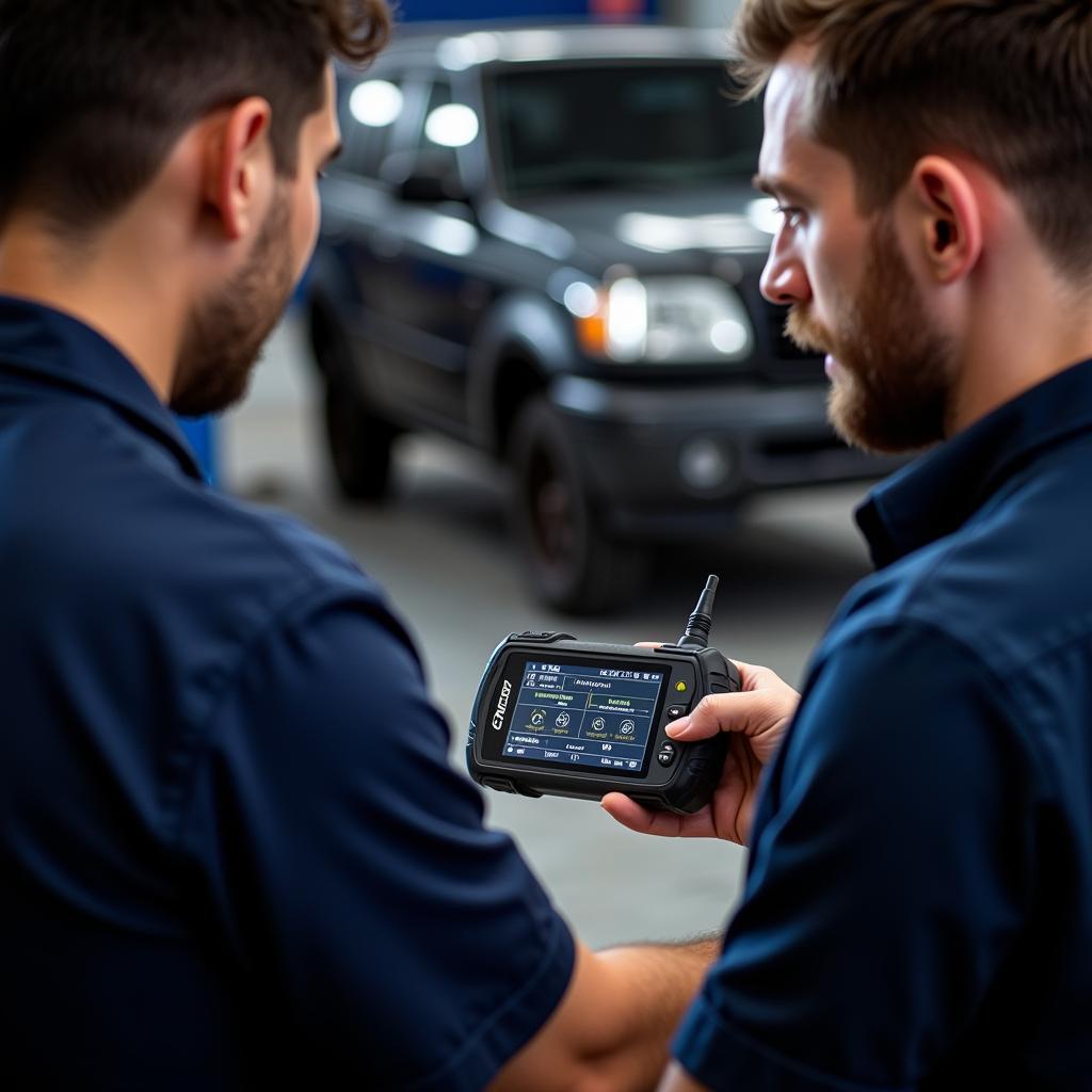 Mechanic Using Diagnostic Tool in UK