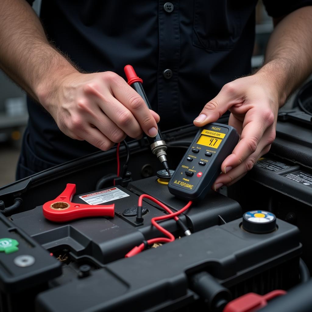 Mechanic Using Digital Multimeter