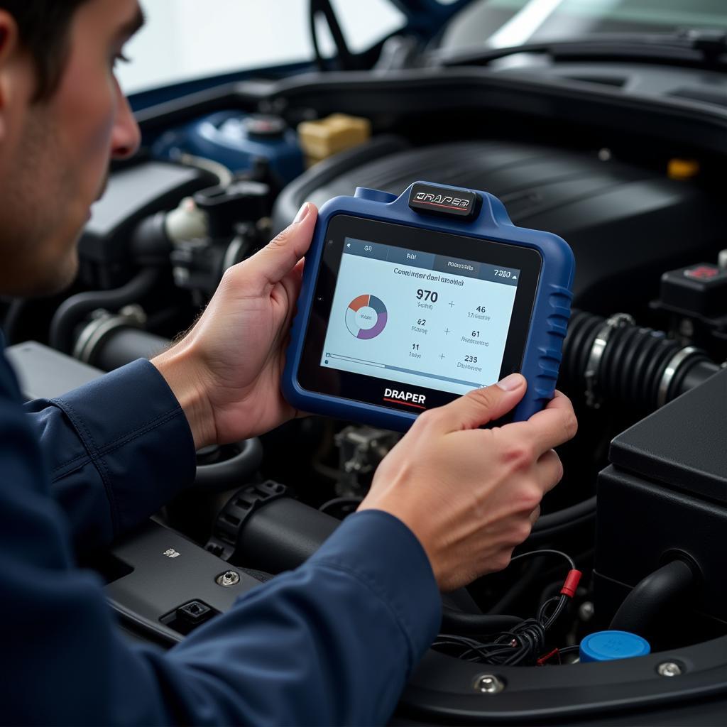 Mechanic Using Draper Diagnostic Tool