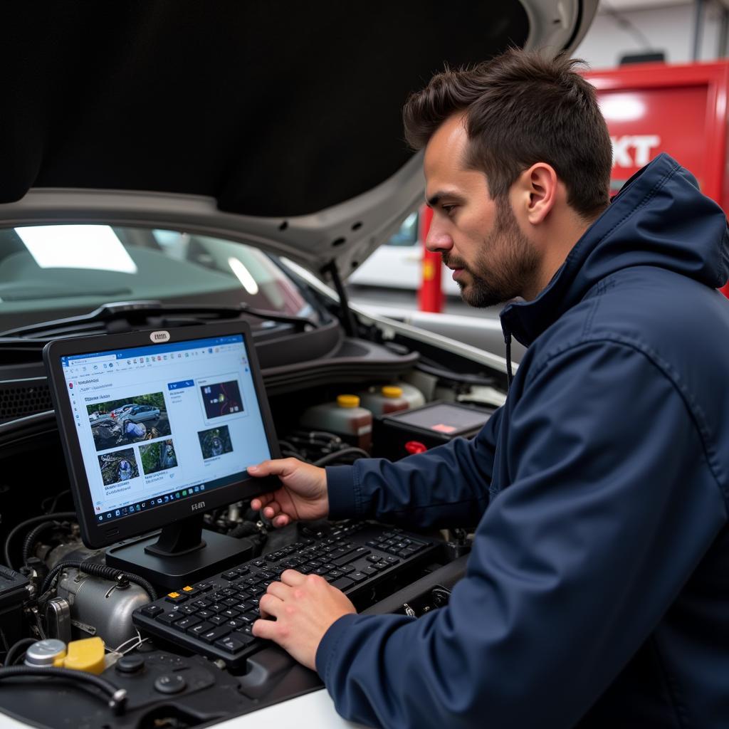 Mechanic Using Fiat Diagnostic Software