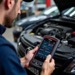 Mechanic Using a Foxwell Scanner