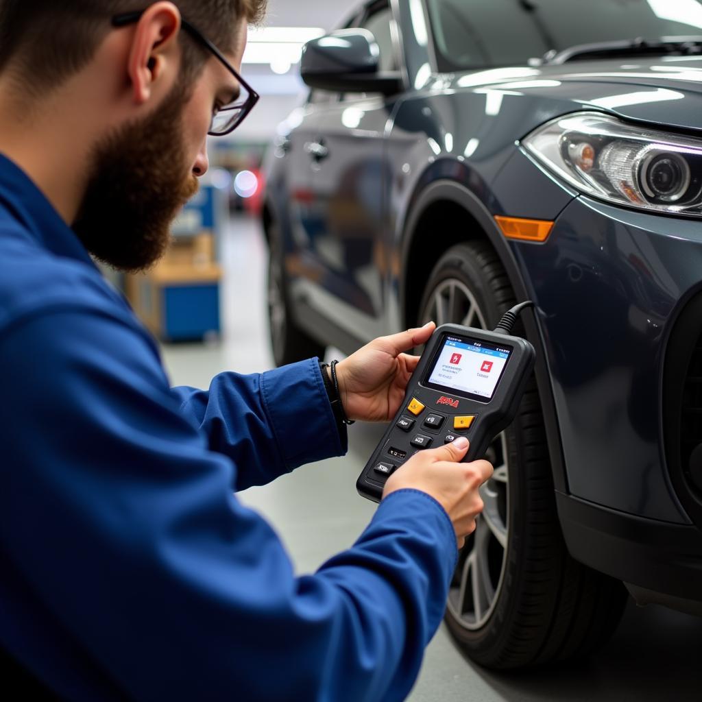 Mechanic Using FXD Diagnostic Tool