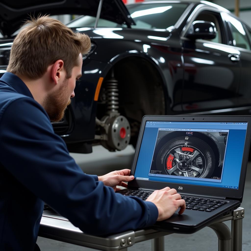 Mechanic Using ISTA for Car Repair