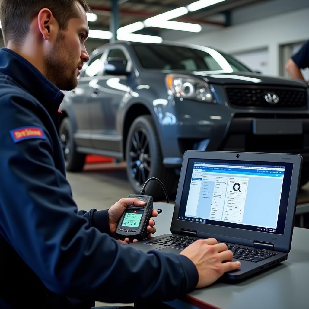 Mechanic Using Car Diagnostic Software