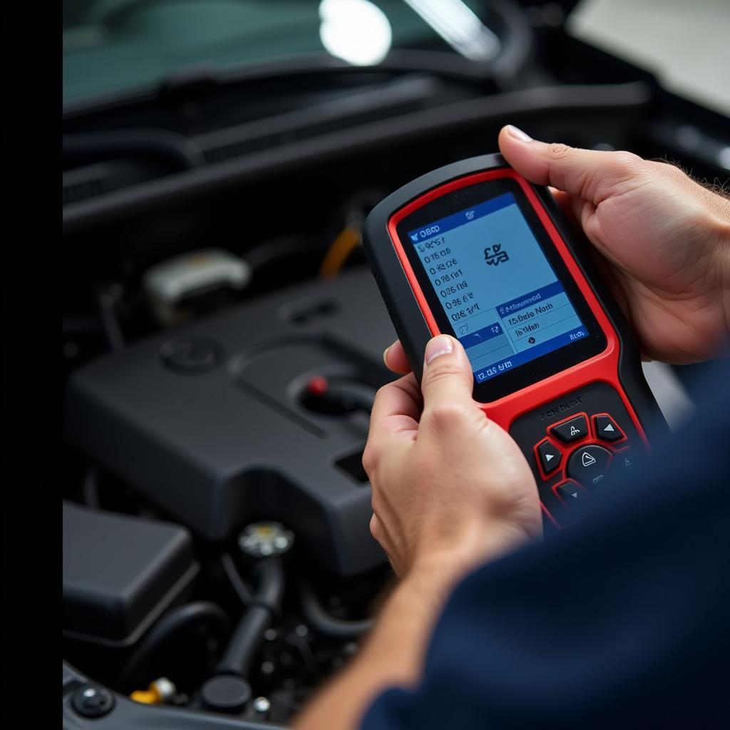 Mechanic Using OBD-II Scanner