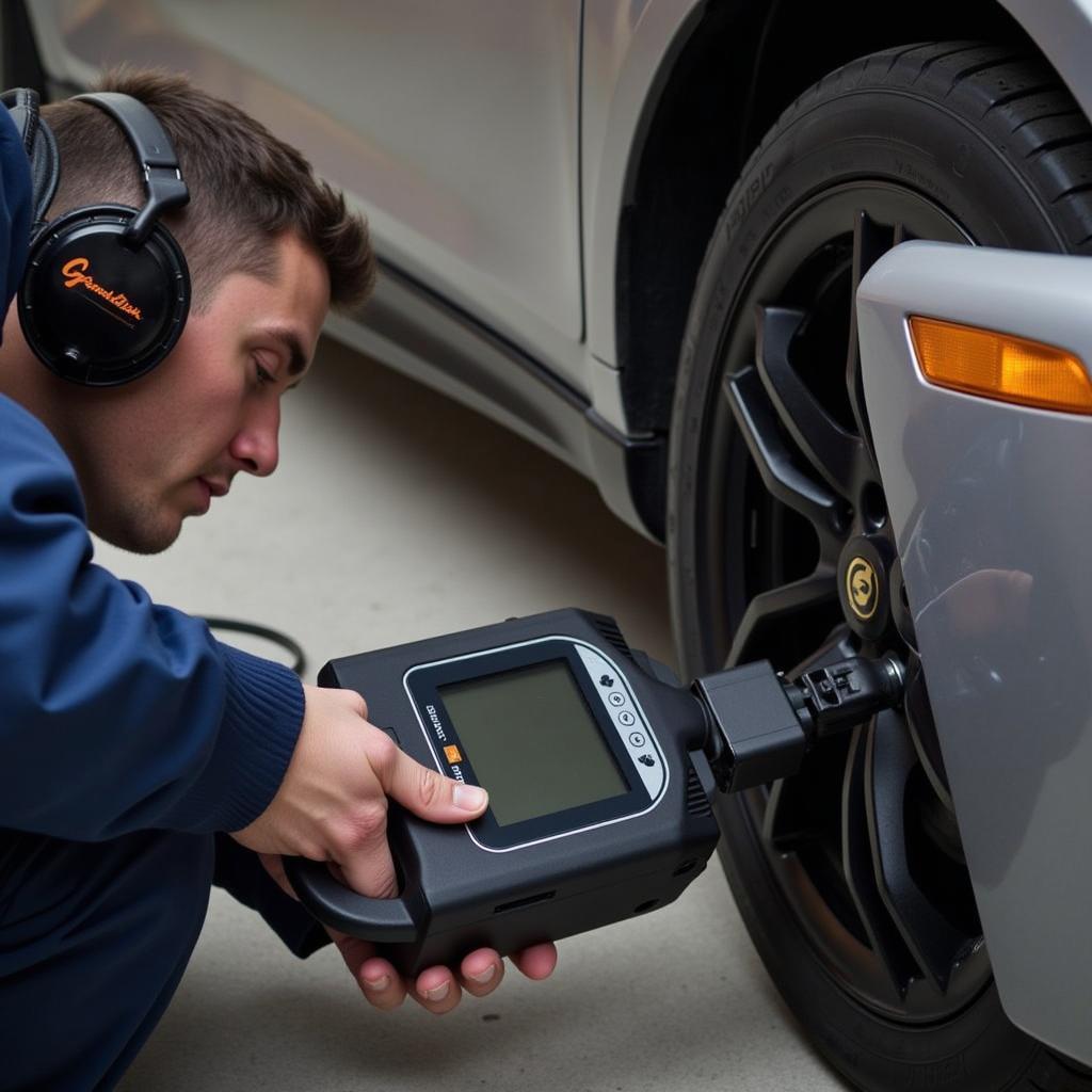 Mechanic Using an OBD-II Scanner