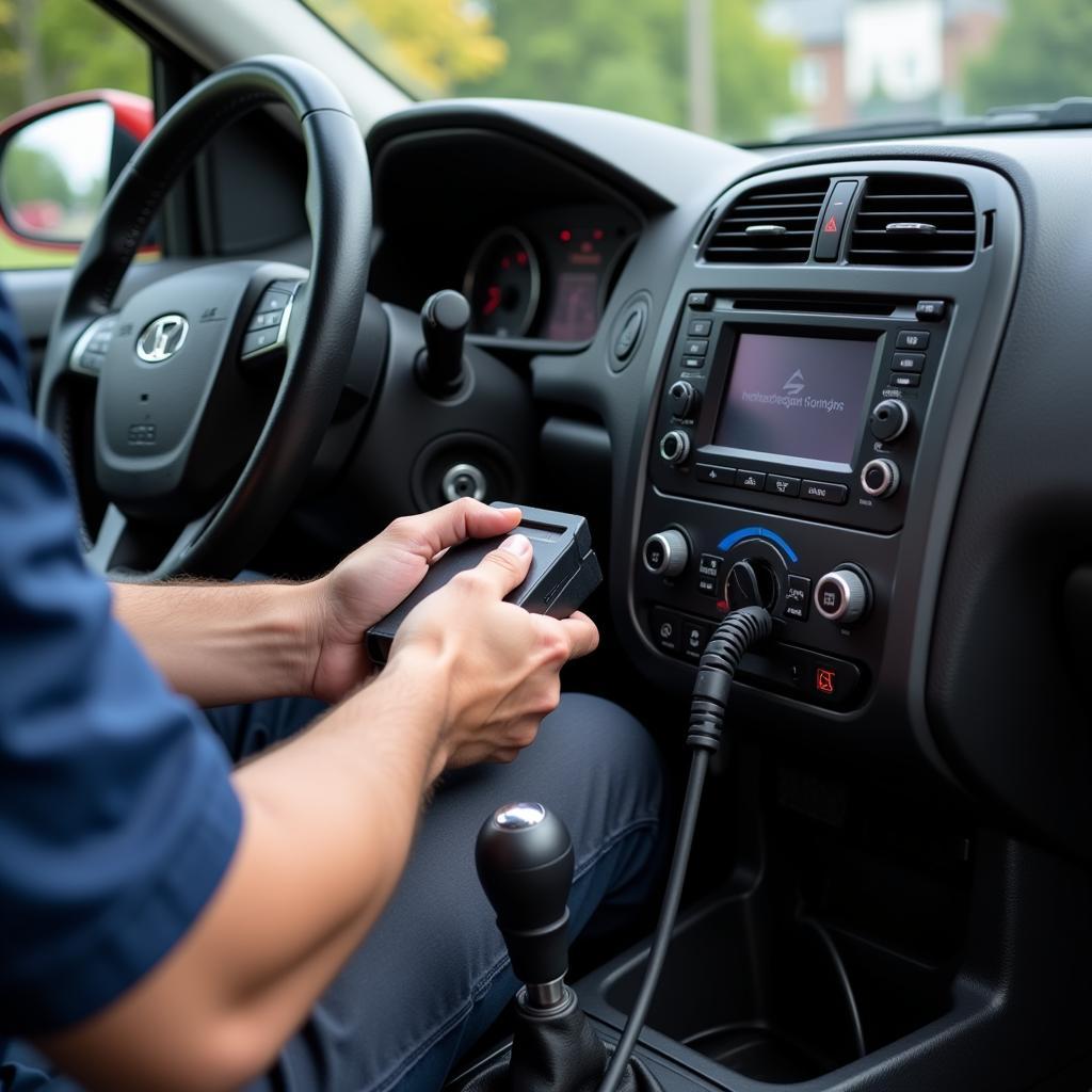 Mechanic Using OBD Scanner