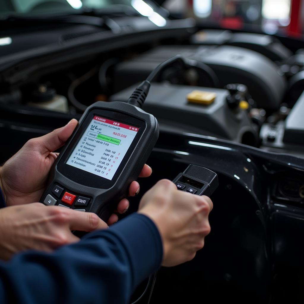 Mechanic Using OBD Scanner