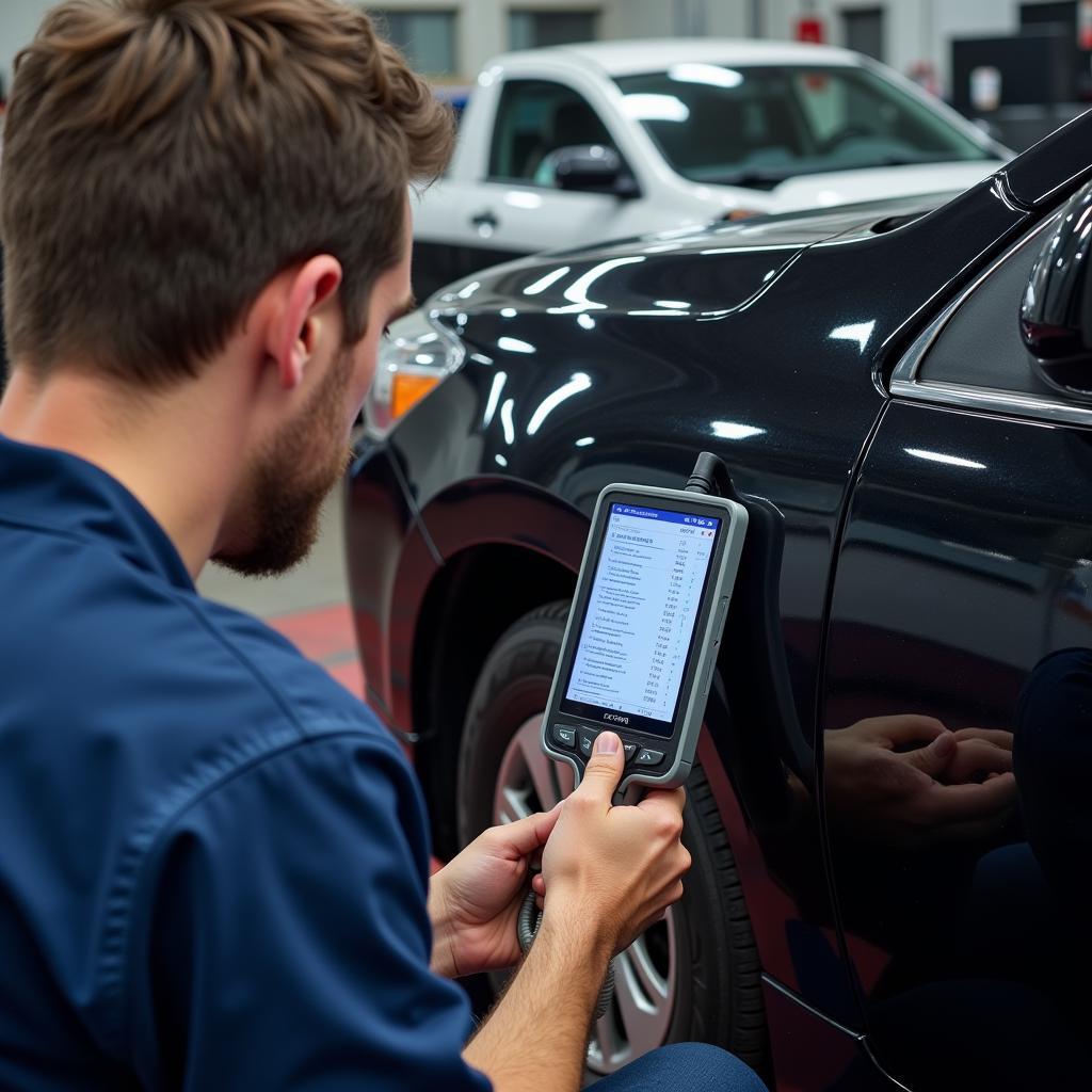 Mechanic Using OBD Scanner