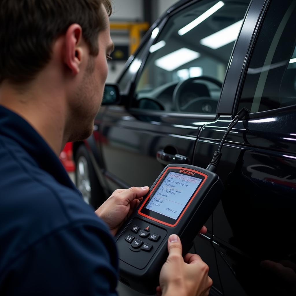 Mechanic Using OBD Scanner