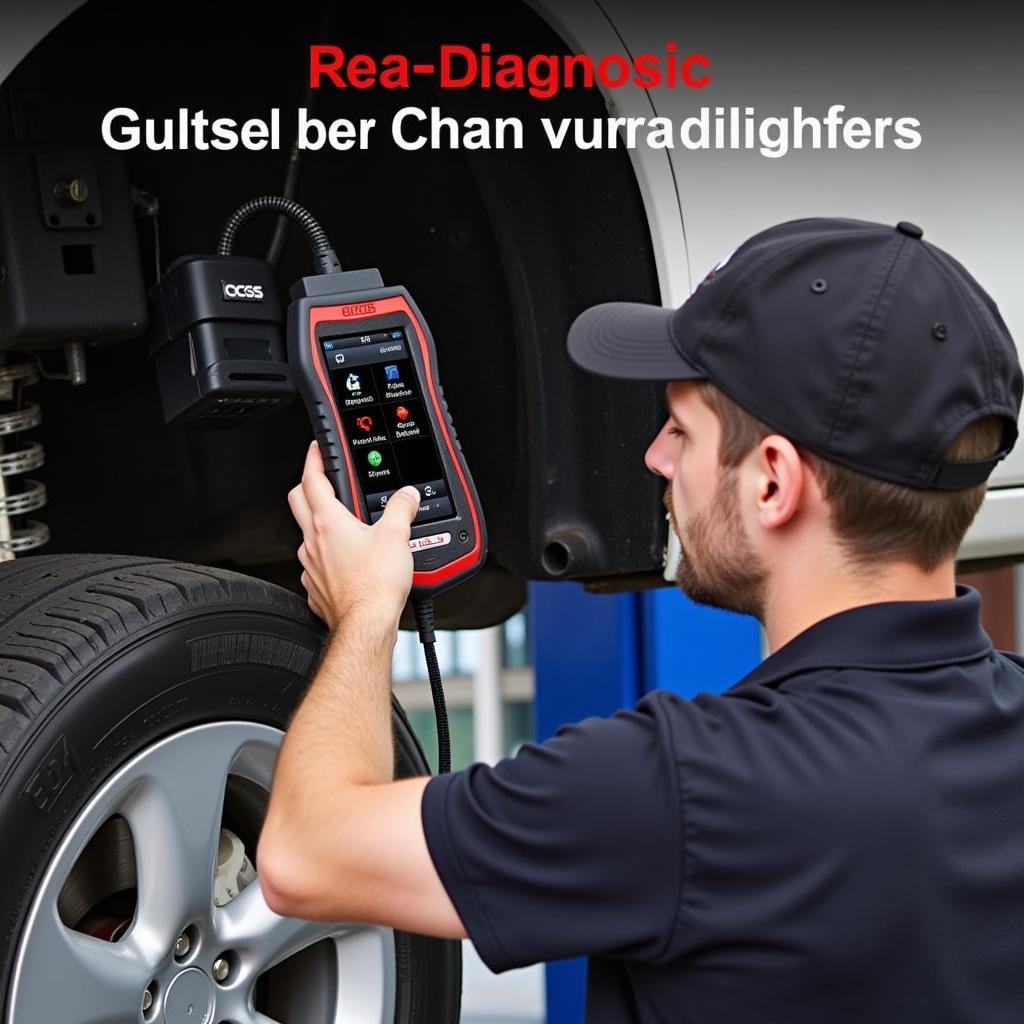 Mechanic Using OCS Car Diagnostic Tool