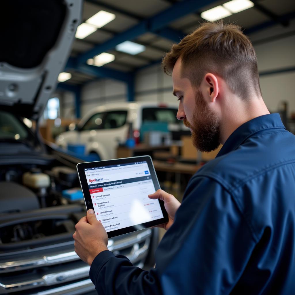 Mechanic Using OEM Diagnostic Website