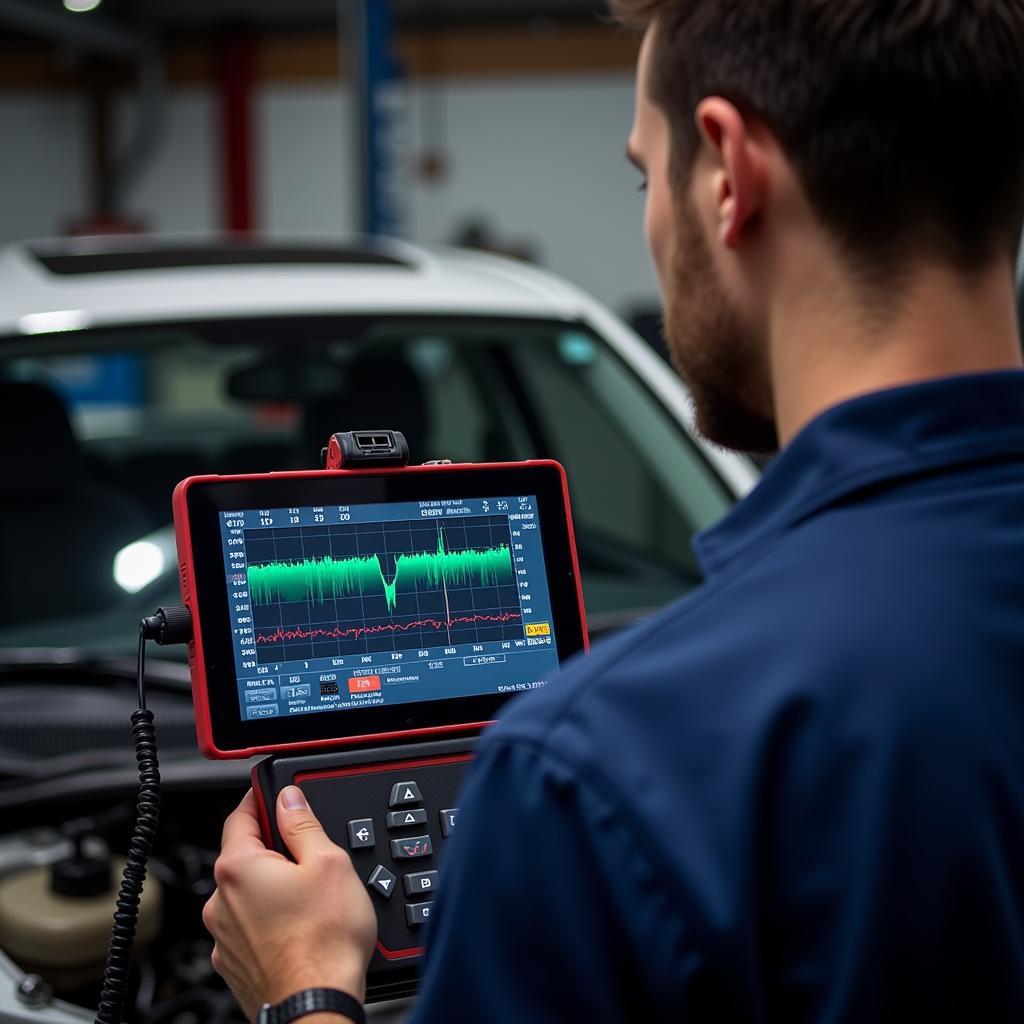 Professional Mechanic Using Advanced Code Reader