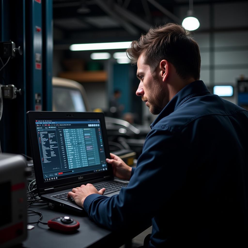 Mechanic Analyzing Car Diagnostics