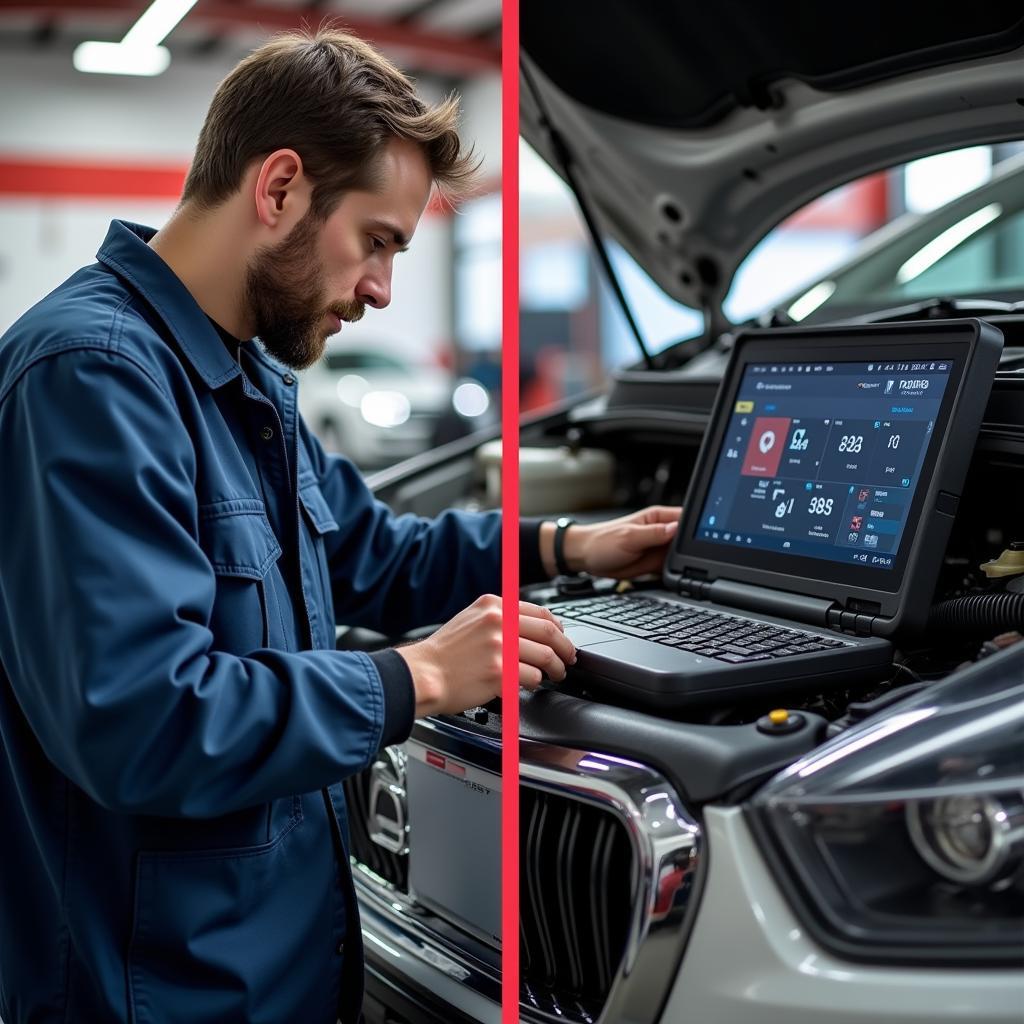 Mechanic Using a Professional Diagnostic Tool