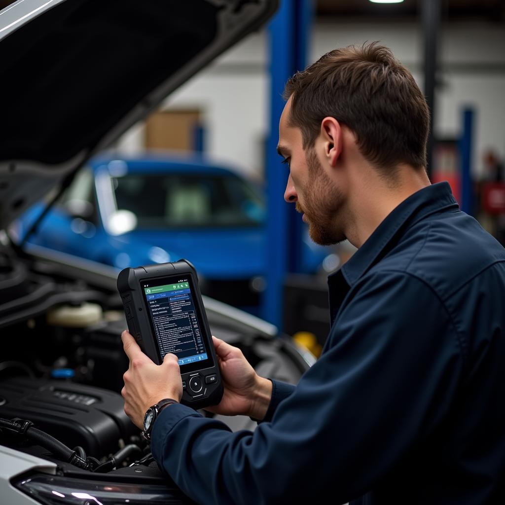 Mechanic Using Professional Scan Tool