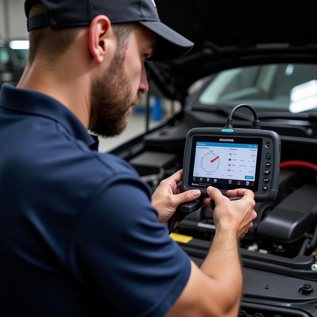 Professional Using a Car Diagnostic Meter