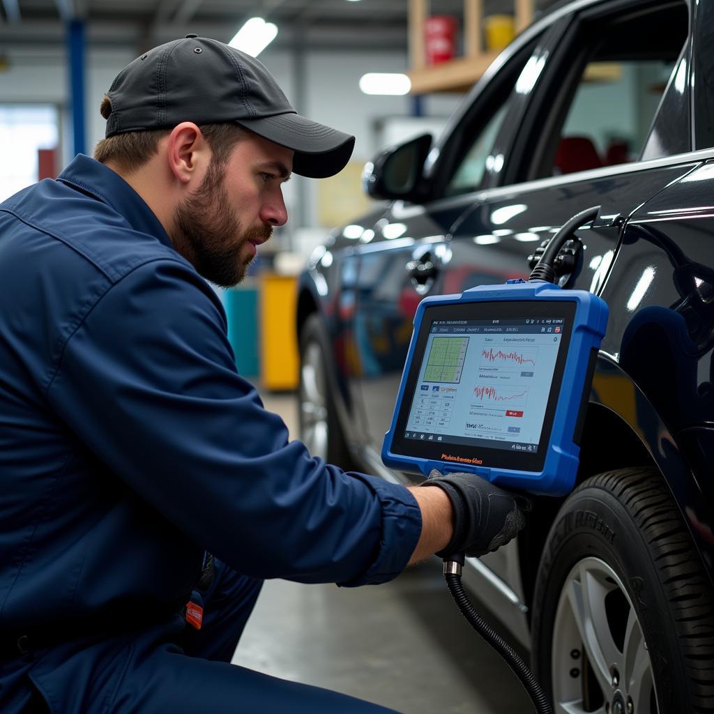 Mechanic Performing Diagnostic Test