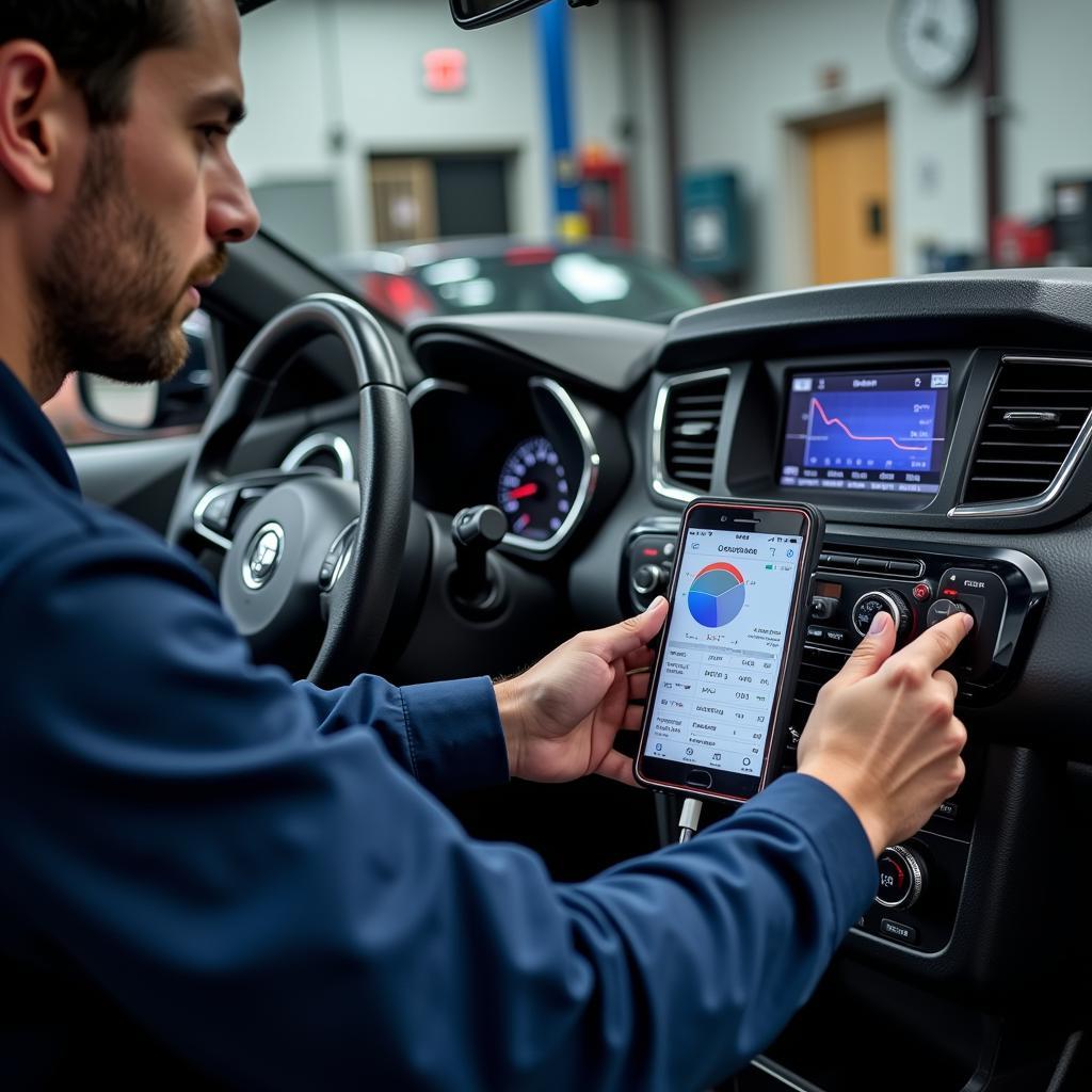 Professional Mechanic Using Advanced Scanner