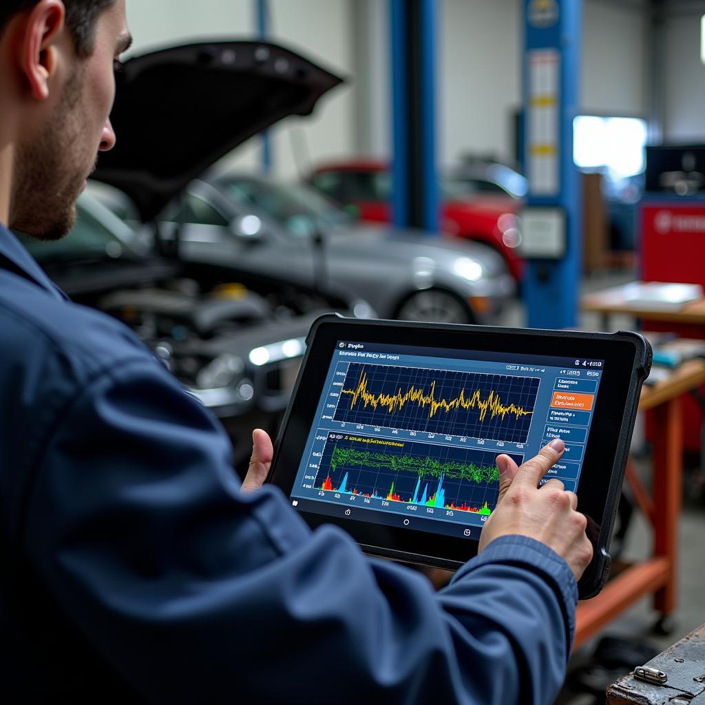 Mechanic Using Professional-Grade Scanner