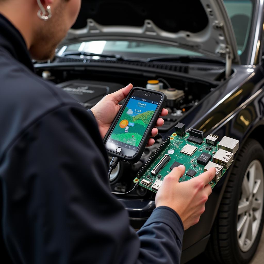 Mechanic Using Raspberry Pi for Car Diagnostics