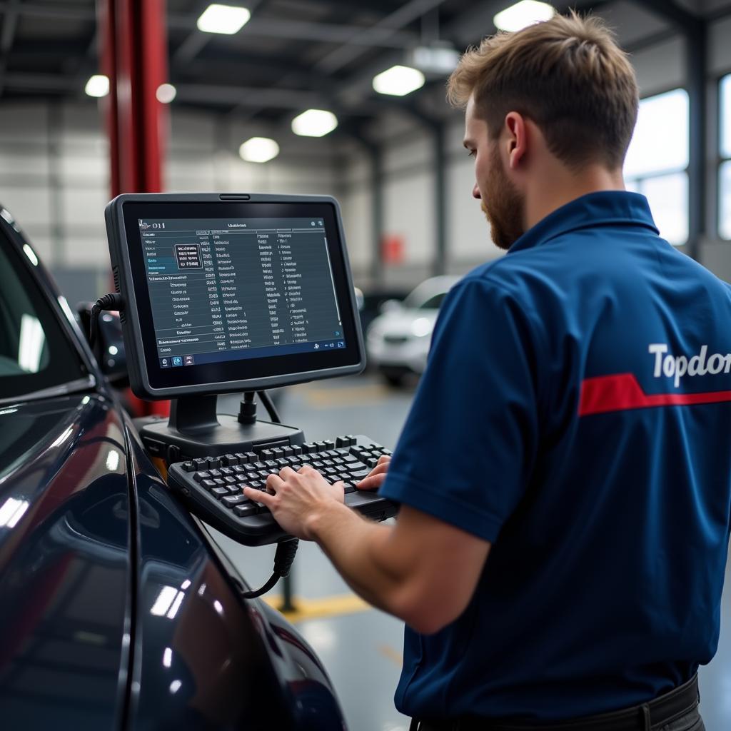 Mechanic Using Topdon Scanner